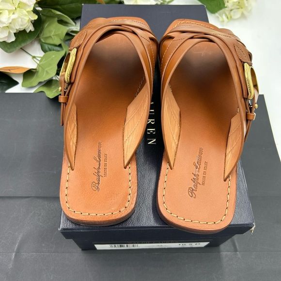 Men’s Ralph, Lauren calf leather stirrup sandals size 10.5 made in Italy. main image 5